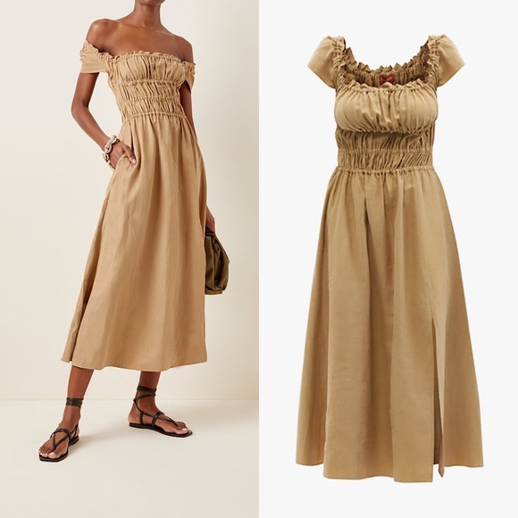 EUC Altuzarra Daisy Smocked Bodice Midi Dress $1,595 38 - Picture 1 of 10